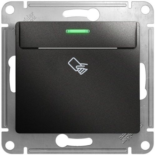 Выключатель карточный с подсветкой без рамки Systeme Electric Glossa 1-кл. антрацит картинка